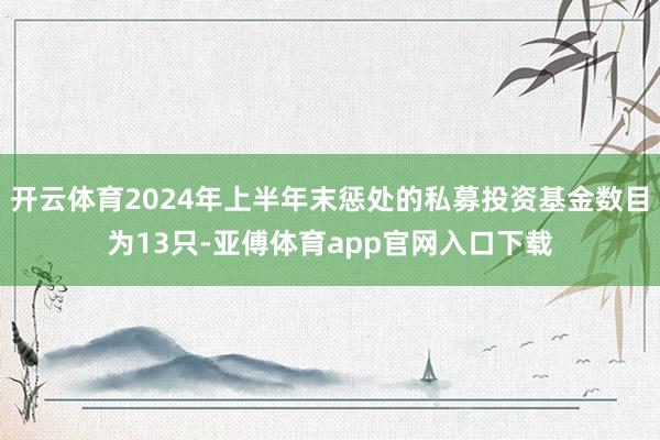 开云体育2024年上半年末惩处的私募投资基金数目为13只-亚傅体育app官网入口下载