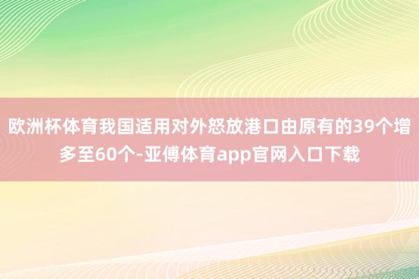 欧洲杯体育我国适用对外怒放港口由原有的39个增多至60个-亚傅体育app官网入口下载