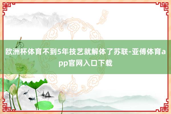 欧洲杯体育不到5年技艺就解体了苏联-亚傅体育app官网入口下载